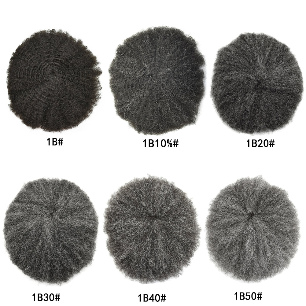 Toupeeunion Breathable Afro Toupee For Men Real Human Hair Afro Hair Unit Durable Mens Hairpiece