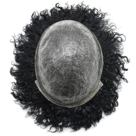 Toupeeunion Afro Hair Unit For Men Real Human Hair Toupee PU Ingection Mens Hair Piece
