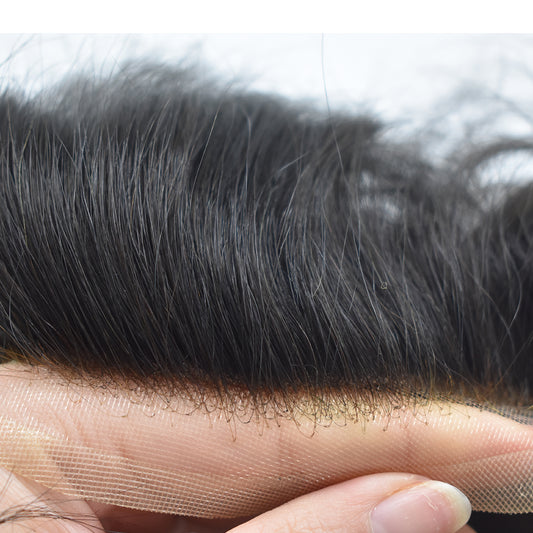 Toupeeunion Durable Fine Monofilament Toupee Remy Human Hair Replacement System Natural Hairline Men Hair Piece