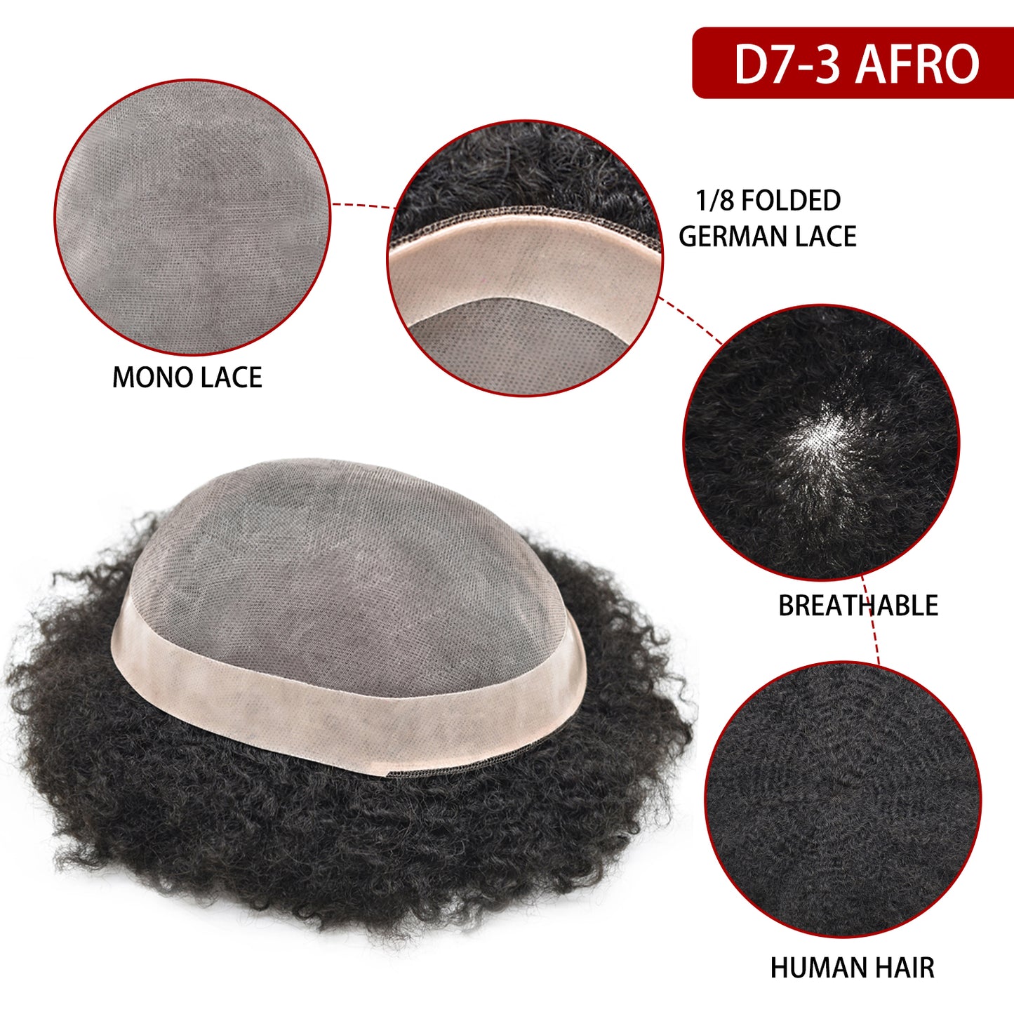 Toupeeunion Durable Afro Toupee For Men Real Human Hair Unit Breathable Mens Hair System