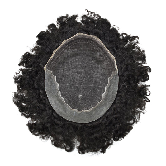 Toupeeunion Afro Hair Unit For Black Men Human Hair Afro Lace Toupee Breathable Mens Hair SYstem Natural Hairline