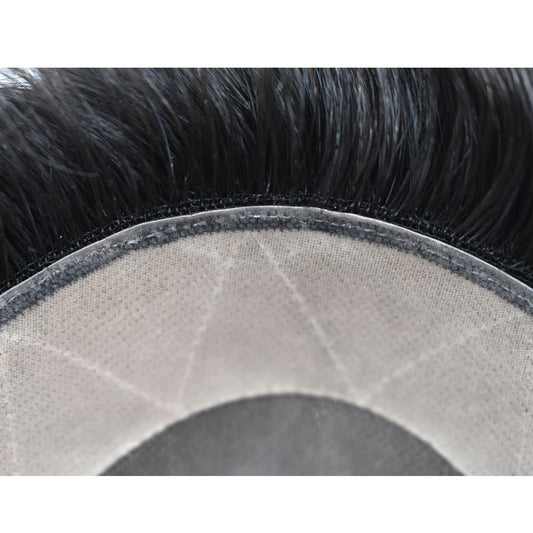 Toupeeunion Durable Fine Monofilament Toupee Poly Coating Hair Replacement System Breathable Men's Toupee