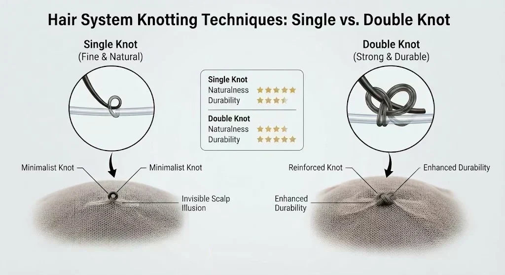 Single Knot Toupee and Double Knot Hair System
