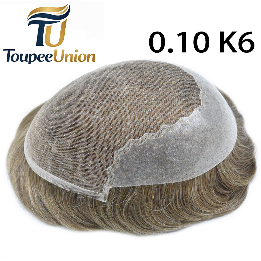 Toupeeunion Breathable Toupee For Thinning Hair Remy Human Hair System Swiss Super Welded Lace Toupee Bleached Knots Natural Hairline Mens Hairpiece