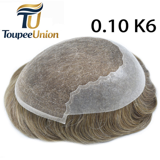 Toupeeunion Breathable Toupee For Thinning Hair Remy Human Hair System Swiss Super Welded Lace Toupee Bleached Knots Natural Hairline Mens Hairpiece