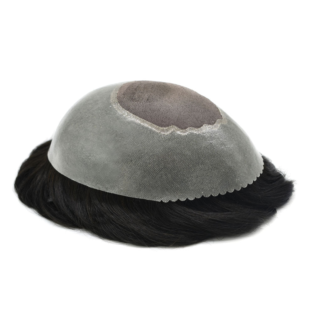 Toupeeunion Poly Toupee Remy Human Hair Durable Fine Monofilament Men's Hairpiece Hair System Natural Hairline Breathable Men Toupee