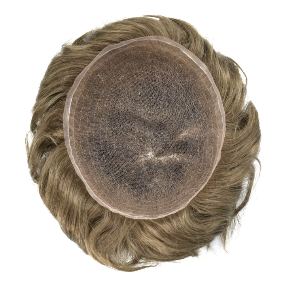 Toupeeunion Breathable Full French Lace Toupee For Men Hair System Bleached Knots Natural Hairline Mens Hair Piece