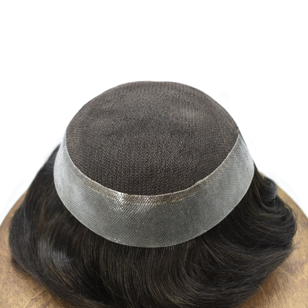 Toupeeunion French Lace Hair Piece For Men Remy Human Hair Toupee V-Looped Natural Hairline Men's Hair System