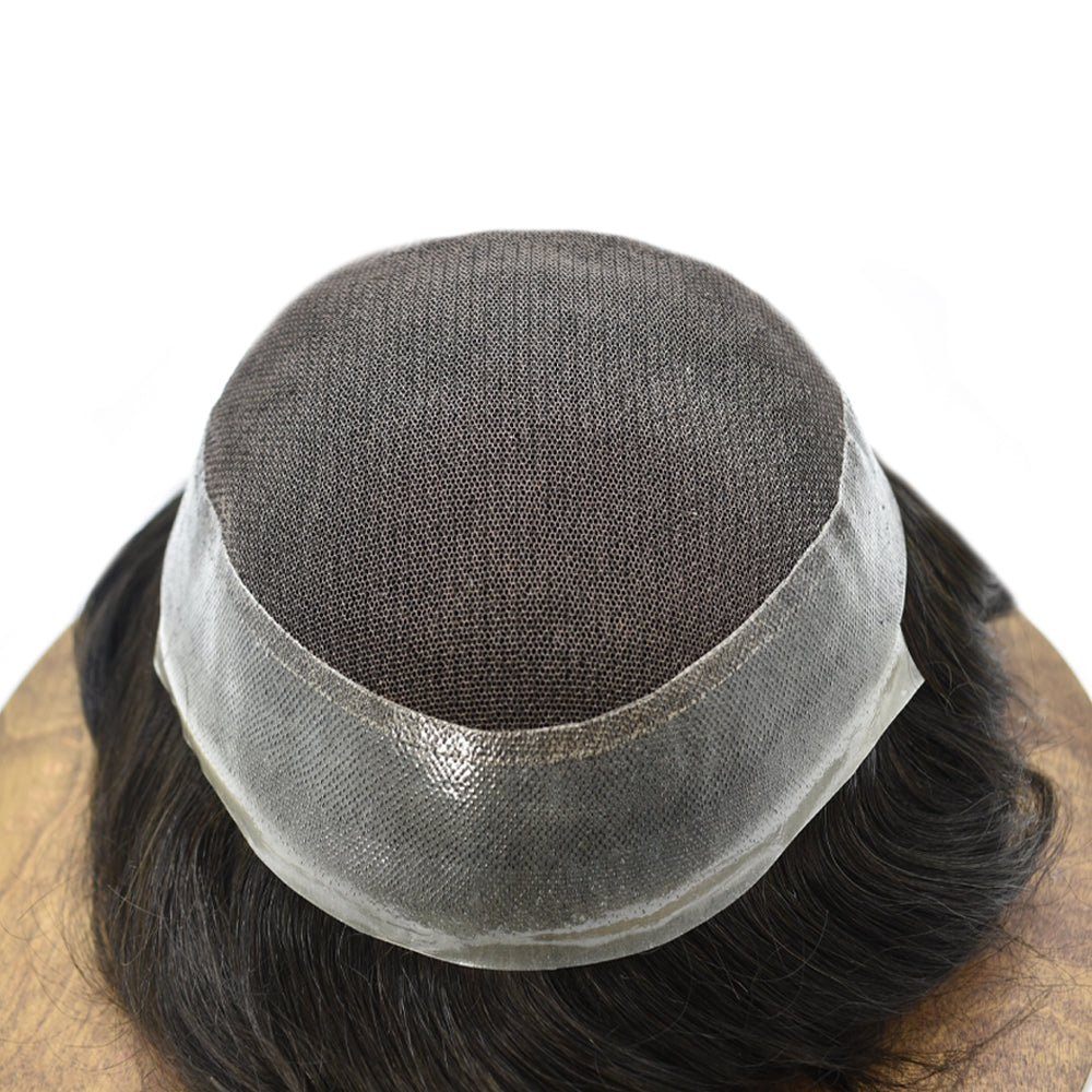 Toupeeunion French Lace Hair Piece For Men Remy Human Hair Toupee V-Looped Natural Hairline Men's Hair System