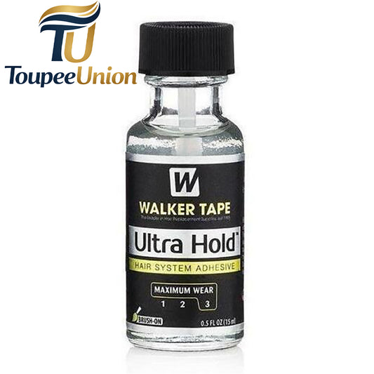Toupeeunion Walker Tape Co. Ultra Hold Hair System Adhesive 1.4 fl oz Brush-On Long-Lasting Waterproof Wig Glue Clear-Drying Lace Wig Adhesive for Sensitive Skin
