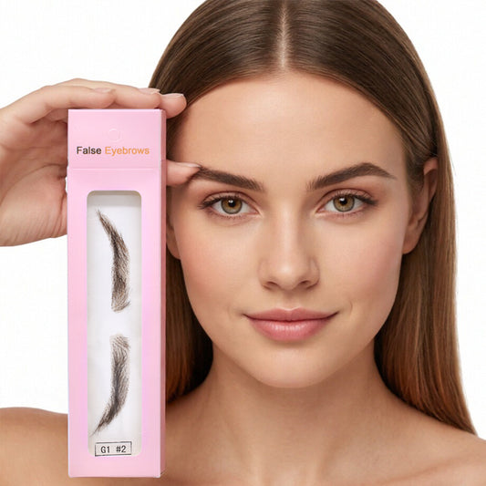 Toupeeunion Human Hair False Eyebrows For Women Handmade Full Lace Eyebrows Natural Invisible Reusable Eyebrow Extensions Breathable Realistic Fake Eyebrows 1 Pair