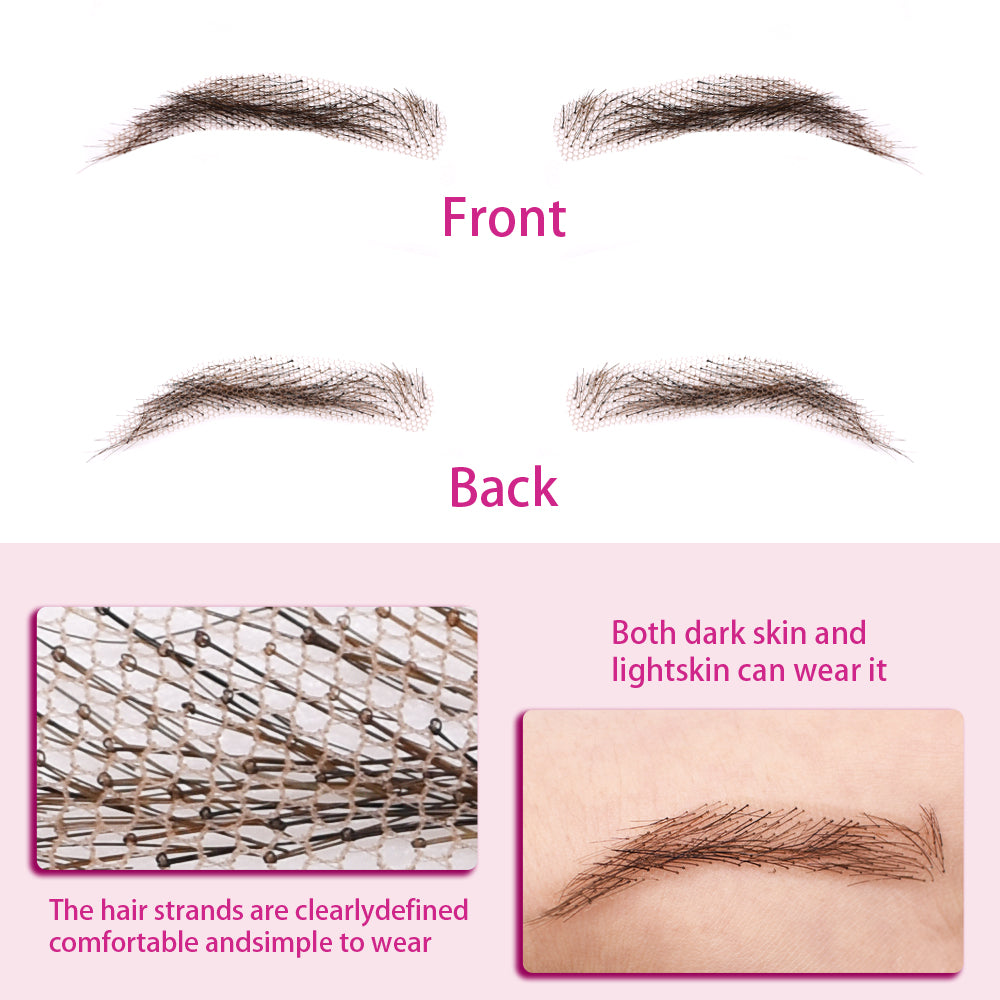 Toupeeunion Human Hair False Eyebrows For Women Handmade Full Lace Eyebrows Natural Invisible Reusable Eyebrow Extensions Breathable Realistic Fake Eyebrows 1 Pair