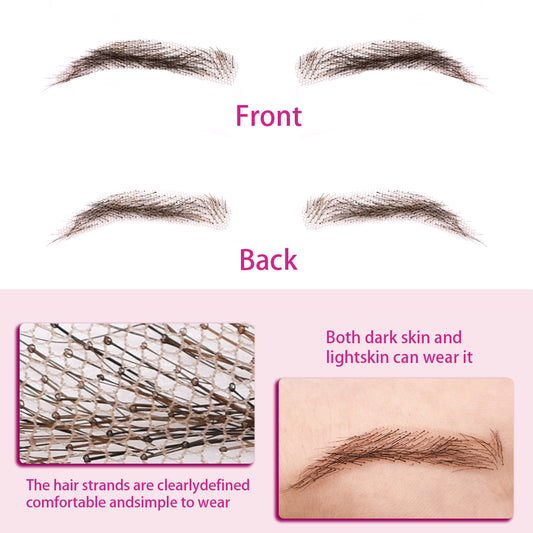 Toupeeunion Human Hair False Eyebrows For Women Handmade Full Lace Eyebrows Natural Invisible Reusable Eyebrow Extensions Breathable Realistic Fake Eyebrows 1 Pair