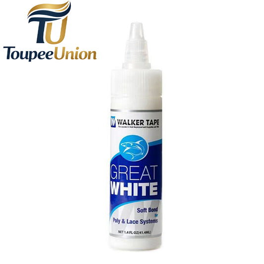 Toupeeunion Super Bold Hold Adhesive Liquid Glue 1.4oz Great White Soft Bond Poly and Lace Systems Glue Front Bonding Weave Wigs Active Wig