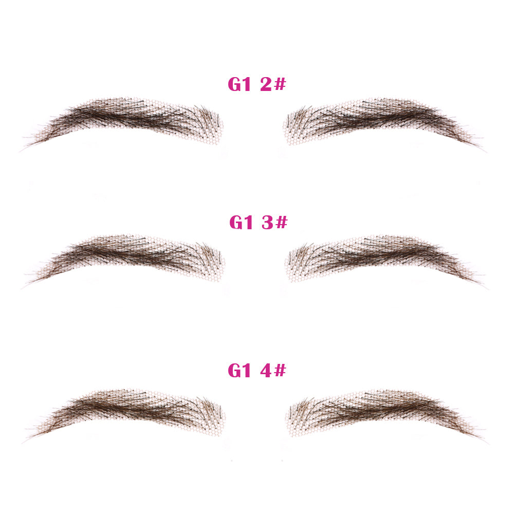 Toupeeunion Human Hair False Eyebrows For Women Handmade Full Lace Eyebrows Natural Invisible Reusable Eyebrow Extensions Breathable Realistic Fake Eyebrows 1 Pair