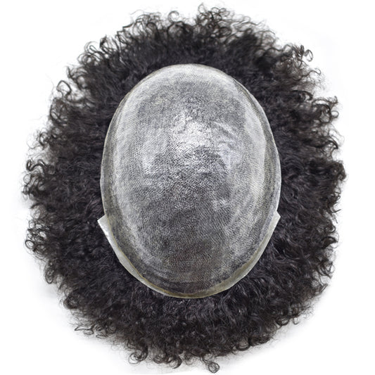 Toupeeunion Afro Hair Unit For Men Real Human Hair Toupee PU Ingection Mens Hair Piece