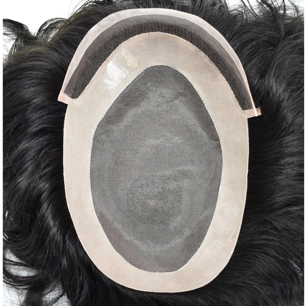Toupeeunion Durable Fine Monofilament Toupee Remy Human Hair Replacement System Natural Hairline Men Hair Piece