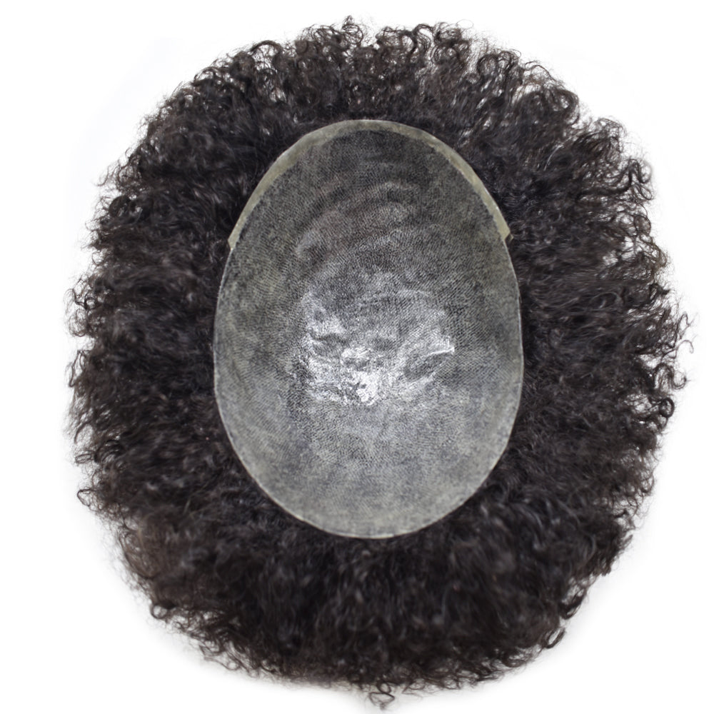 Toupeeunion Afro Hair Unit For Men Real Human Hair Toupee PU Ingection Mens Hair Piece