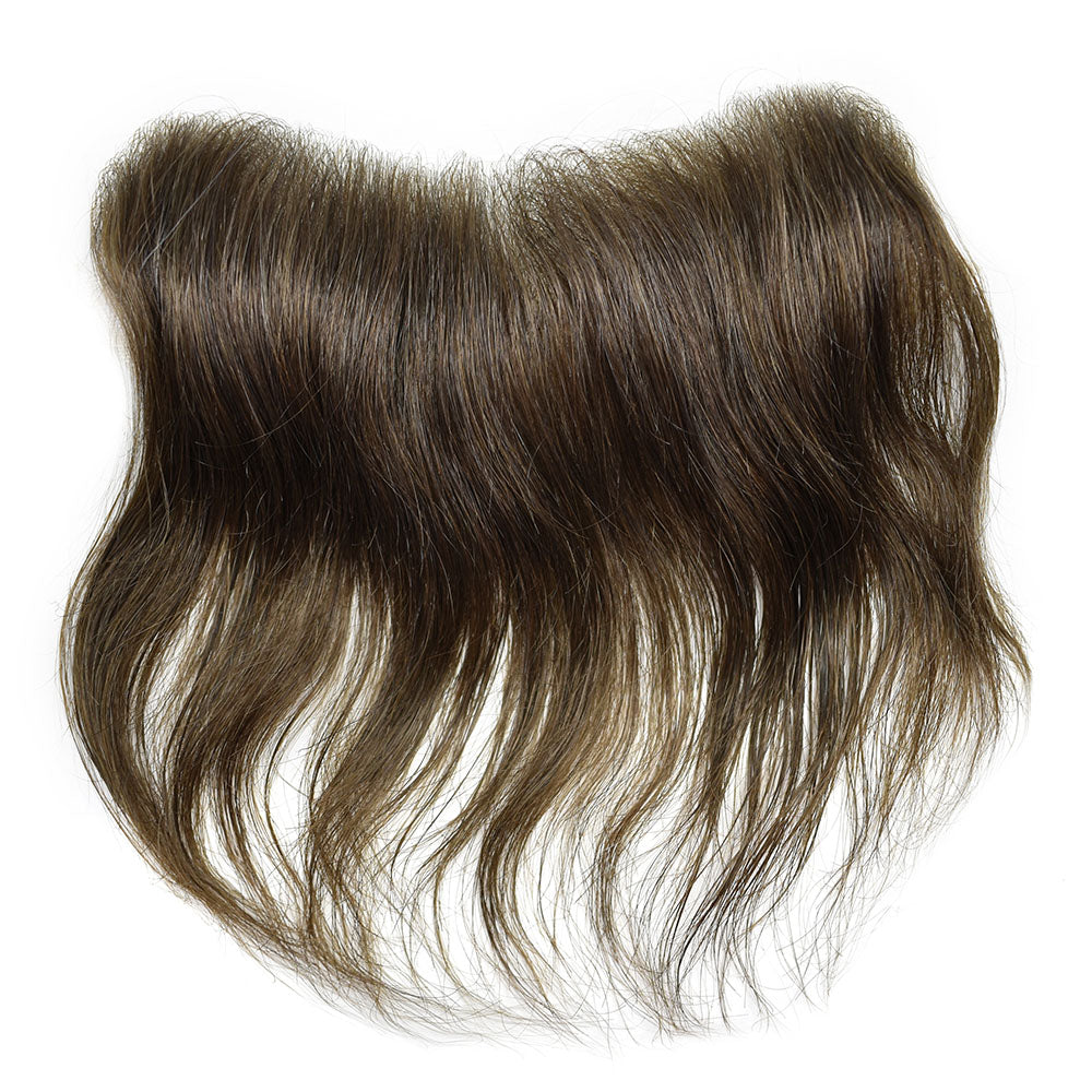 Toupeeunion Mens Frontal Hair Piece For Forehead Remy Human Hair Patch Hairline Hair Extension V-Shape Mens Topper Hair System