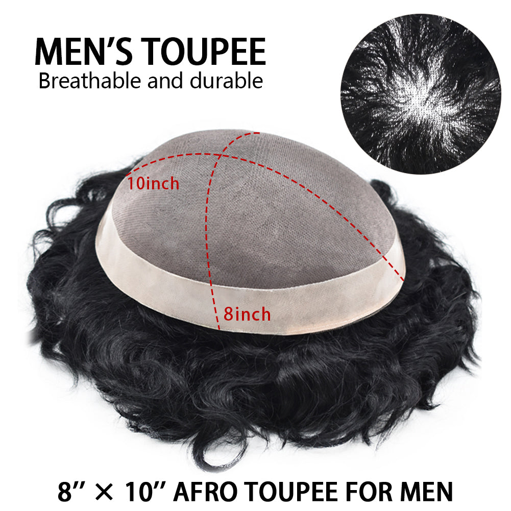 Toupeeunion Durable Afro Toupee For Men Real Human Hair Unit Breathable Mens Hair System
