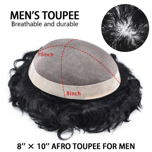 Toupeeunion Durable Afro Toupee For Men Real Human Hair Unit Breathable Mens Hair System