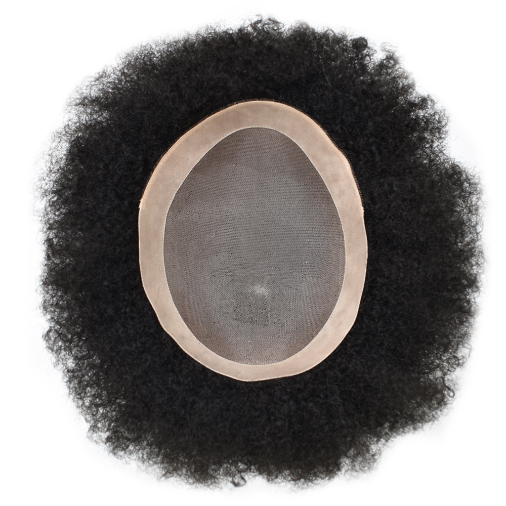 Toupeeunion Durable Afro Toupee For Men Real Human Hair Unit Breathable Mens Hair System