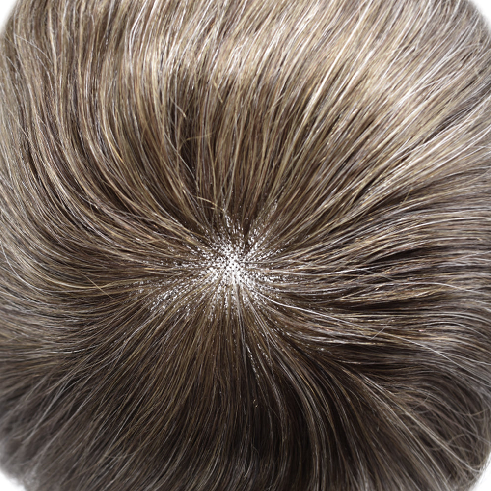 Toupeeunion Fine Monofilament Hair System Remy Human Hair Lace Front Toupee Bleached Knot Natural Hairline Breathable Men's Hair Piece