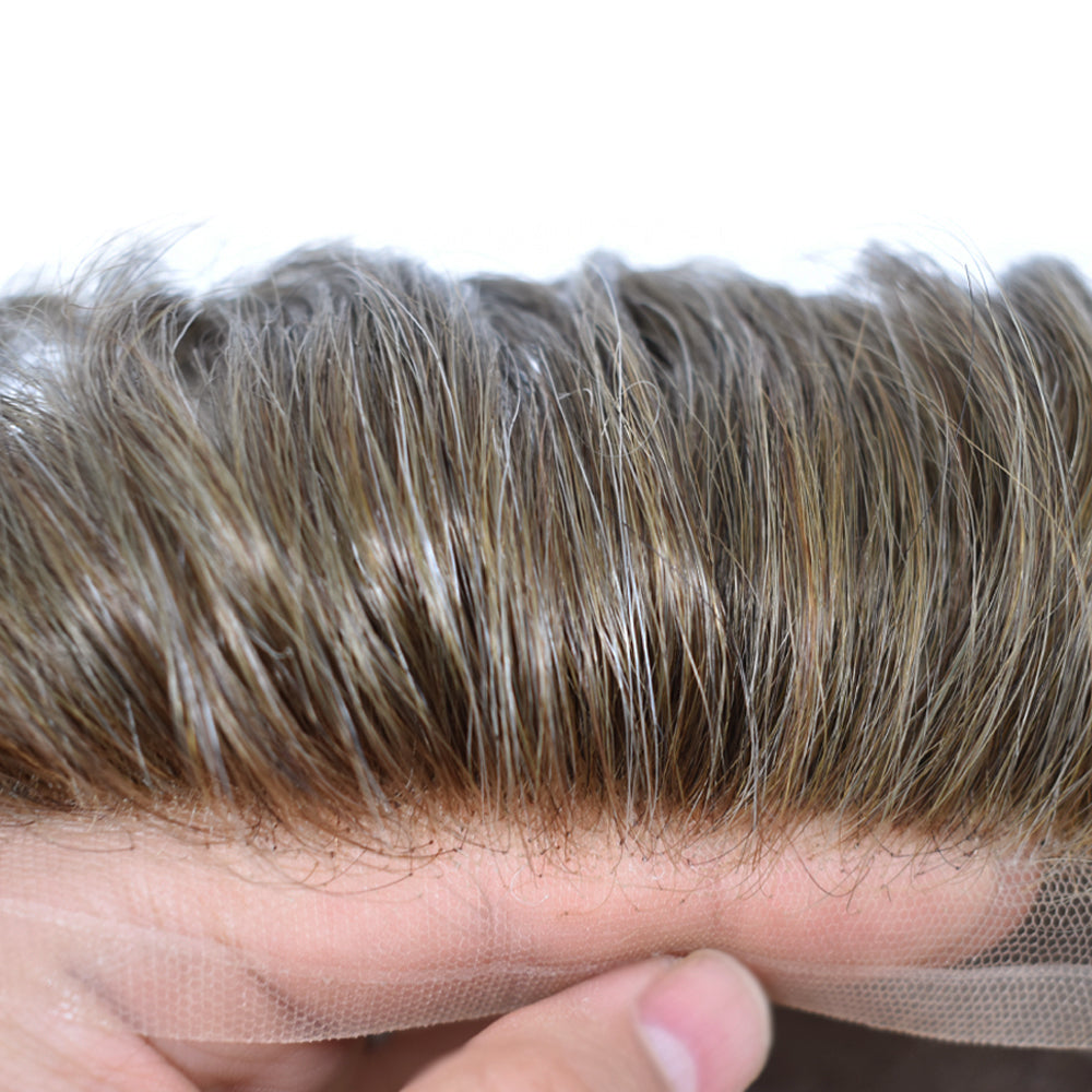 Toupeeunion Fine Monofilament Toupee Durable Hair Replacement System Lace Front Men Hair Piece Men's Toupee Natural Hairline