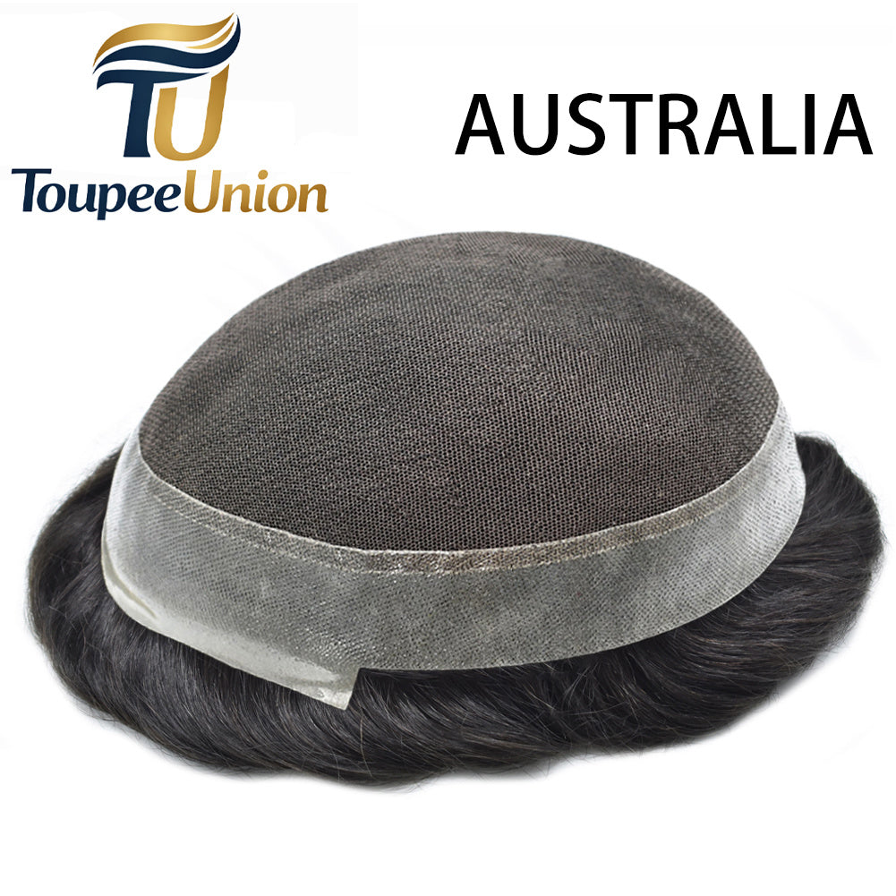 Toupeeunion French Lace Hair Piece For Men Remy Human Hair Toupee V-Looped Natural Hairline Men's Hair System