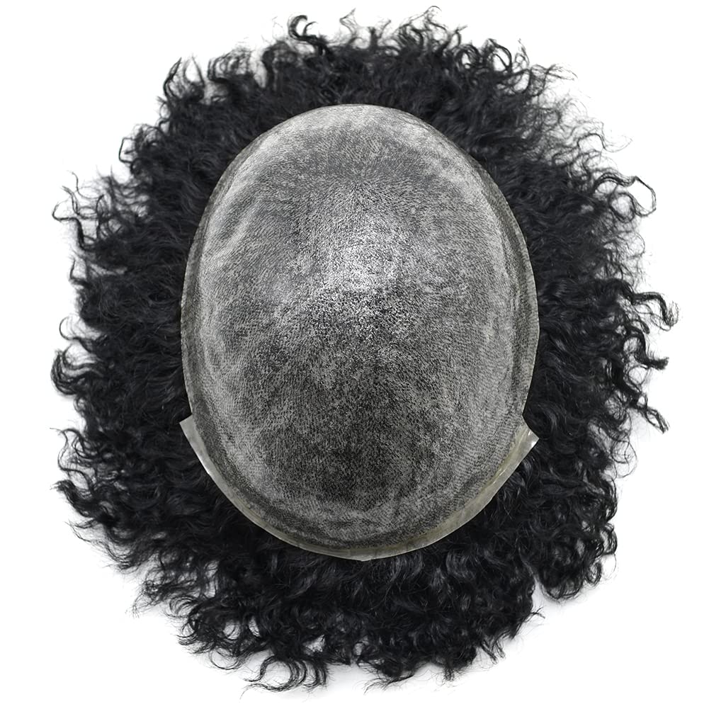 Toupeeunion Afro Hair Unit For Men Real Human Hair Toupee PU Ingection Mens Hair Piece