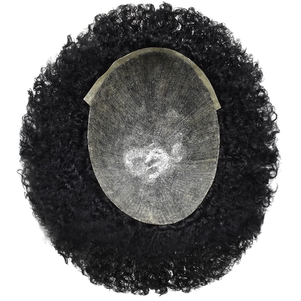 Toupeeunion Afro Hair Unit For Men Real Human Hair Toupee PU Ingection Mens Hair Piece