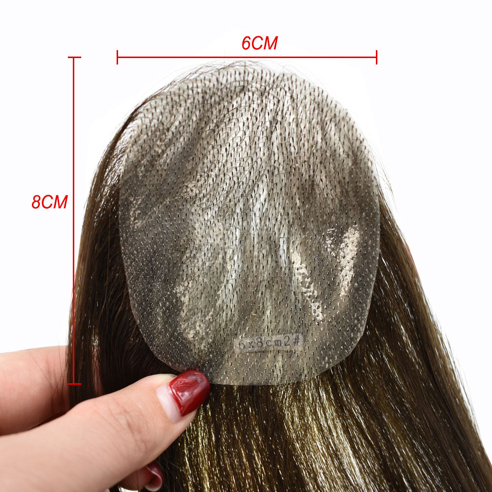 Toupeeunion Thin Skin V-Looped Bald Spot Hair Patch Natural Hair Replacement Unit For Hairline 100% Remy Human Hair Transparent Skin Hair Patch Hair Systems