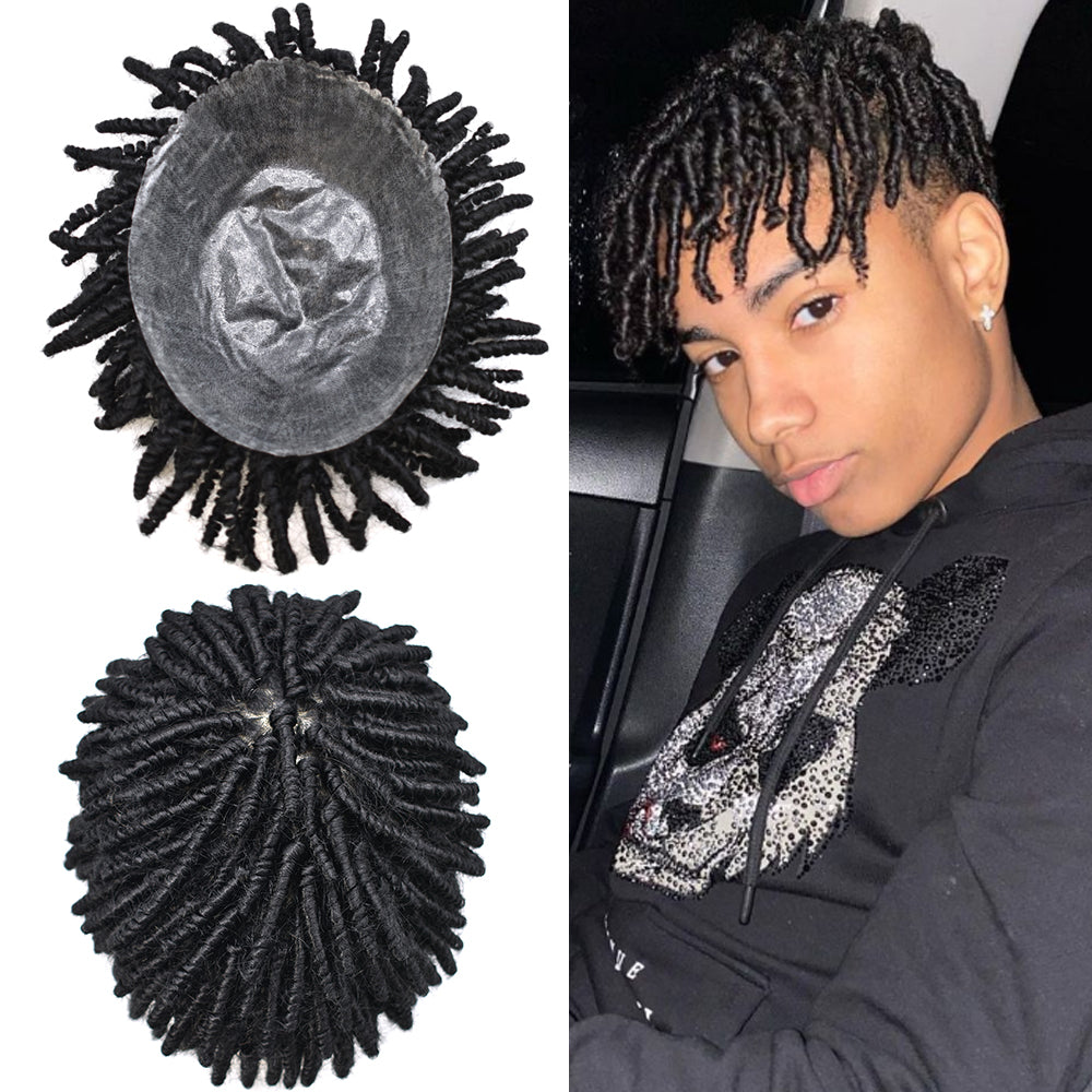 Toupeeunion Afro Hair Unit Dreadlock Toupee For Black Men Human Hair Crochet Units African American Locs Braided Hair Replacement System