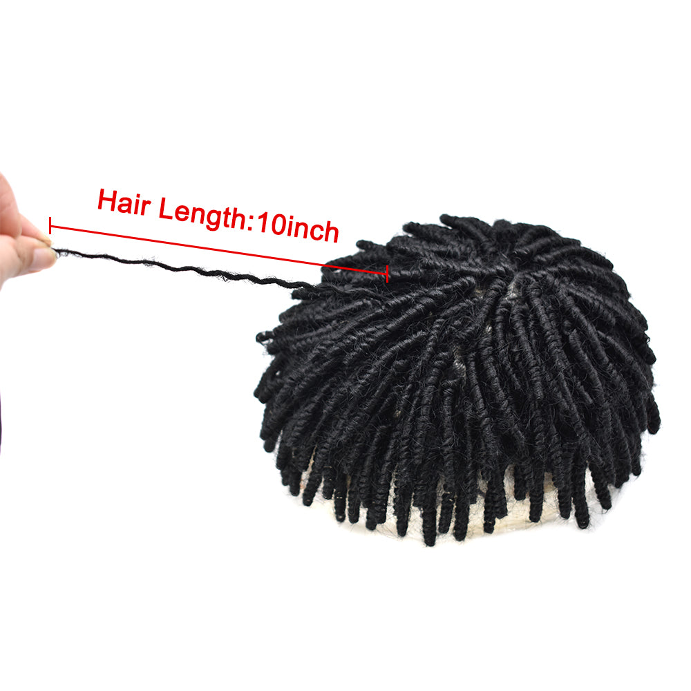 Toupeeunion Afro Hair Unit Dreadlock Toupee For Black Men Human Hair Crochet Units African American Locs Braided Hair Replacement System
