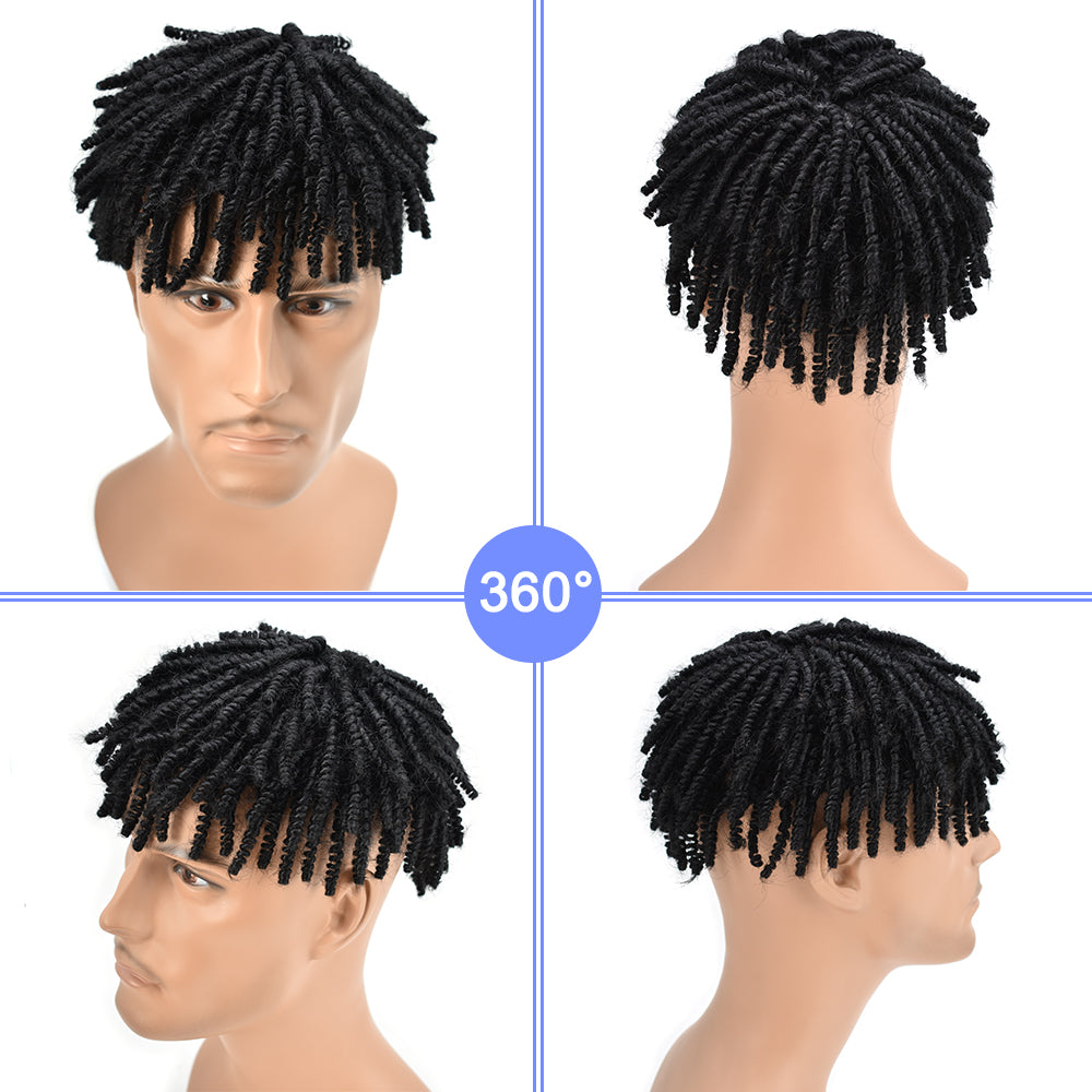 Toupeeunion Afro Hair Unit Dreadlock Toupee For Black Men Human Hair Crochet Units African American Locs Braided Hair Replacement System