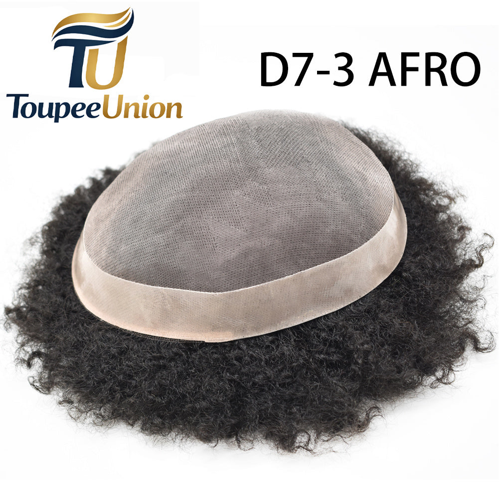 Toupeeunion Durable Afro Toupee For Men Real Human Hair Unit Breathable Mens Hair System