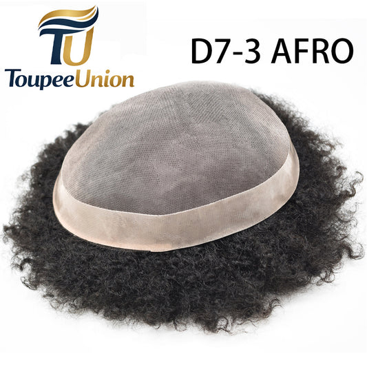 Toupeeunion Durable Afro Toupee For Men Real Human Hair Unit Breathable Mens Hair System
