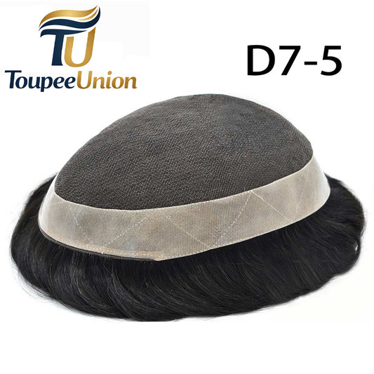 Toupeeunion French Lace Hair Replacement System PU Coating Men's Toupee Natural Hairline Men Hair Piece