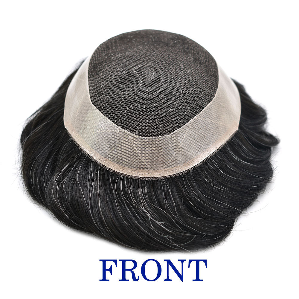 Toupeeunion French Lace Hair Replacement System PU Coating Men's Toupee Natural Hairline Men Hair Piece