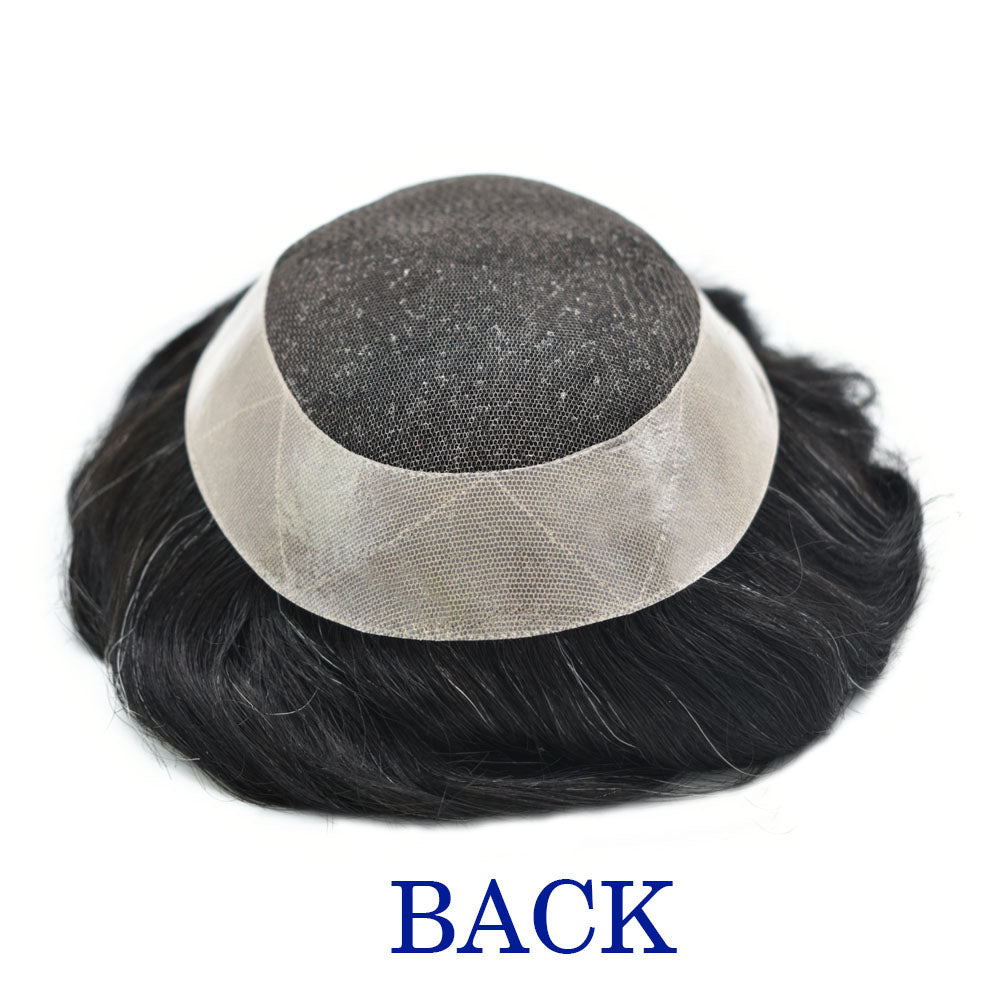 Toupeeunion French Lace Hair Replacement System PU Coating Men's Toupee Natural Hairline Men Hair Piece