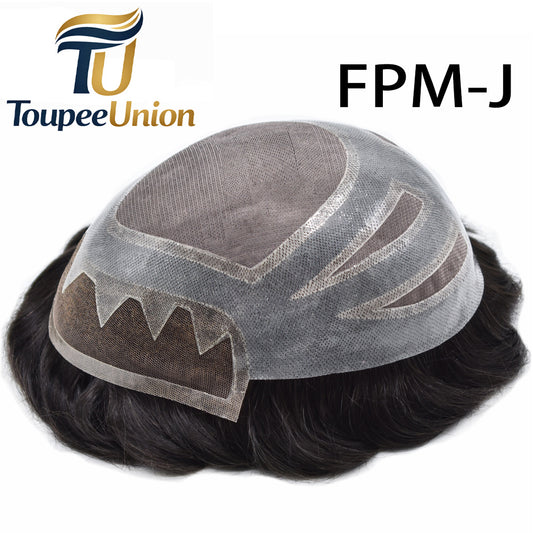 Toupeeunion Durable Fine Monofilament Toupee Remy Human Hair System Bleached Knot Natural Hairline Hair Piece Breathable Men's Toupee