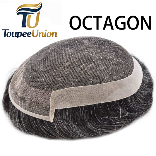Toupeeunion French Lace Hair System Men's Toupee Remy Human Hair Bleached Knot Natural Hairline Men Hair Piece