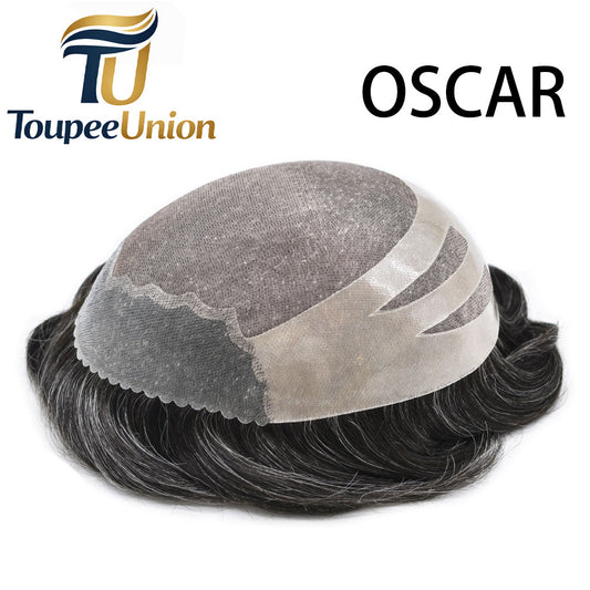 Toupeeunion Breathable Fine Monofilament Toupee PU Front Natural Hairline Hair Replacement System Men's Toupee Hair Piece For Men