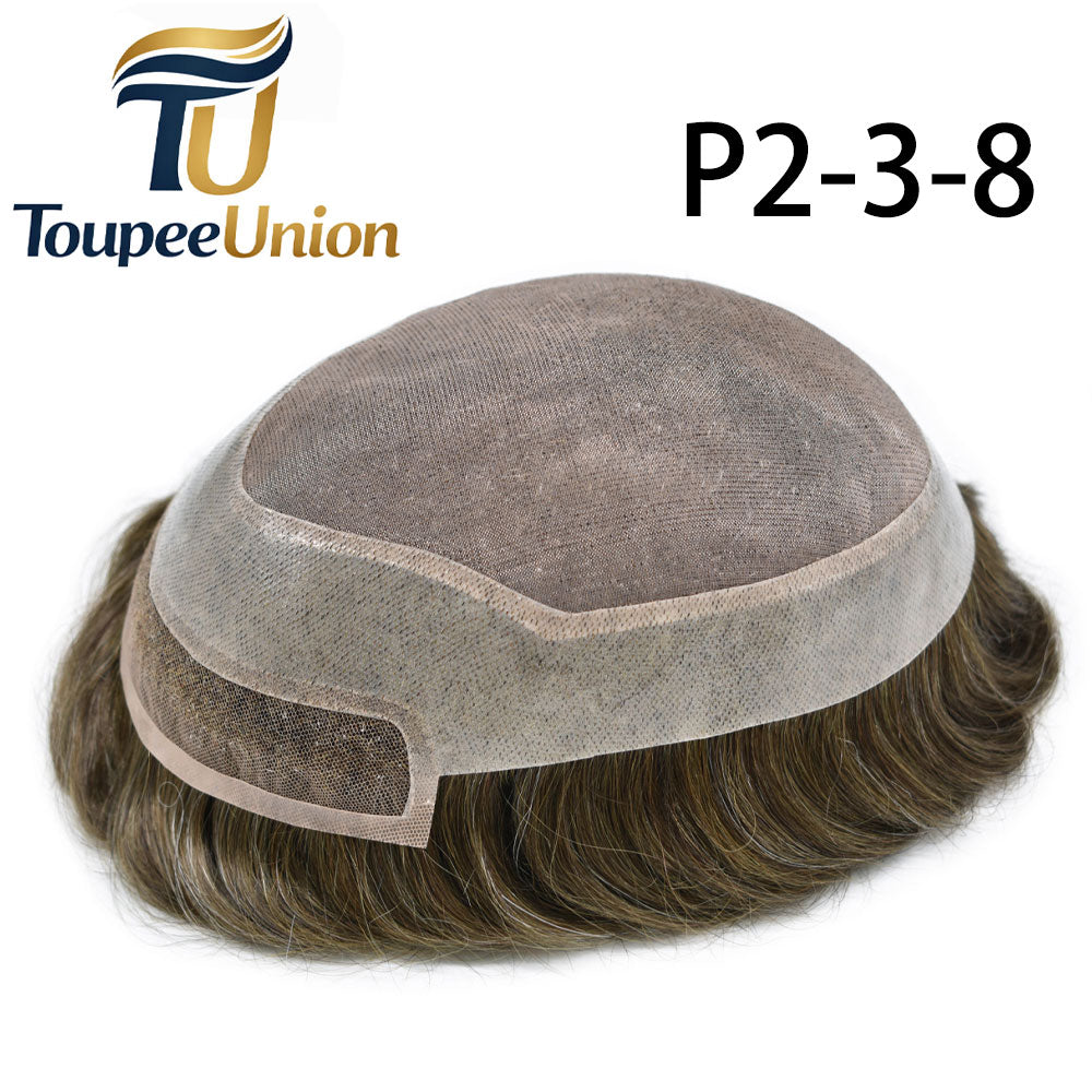 Toupeeunion Fine Monofilament Toupee Durable Hair Replacement System Lace Front Men Hair Piece Men's Toupee Natural Hairline