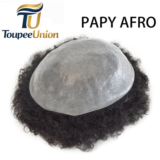 Toupeeunion Afro Toupee For Black Men Real Human Hair Poly Skin Men Wave Hair Unit Mens Hairpiece