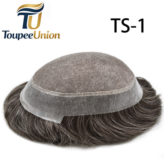 Toupeeunion Breathable Fine Monofilament Toupee Remy Human Hair PU Around Hair SystemNatural Hairline Durable Men's Toupee