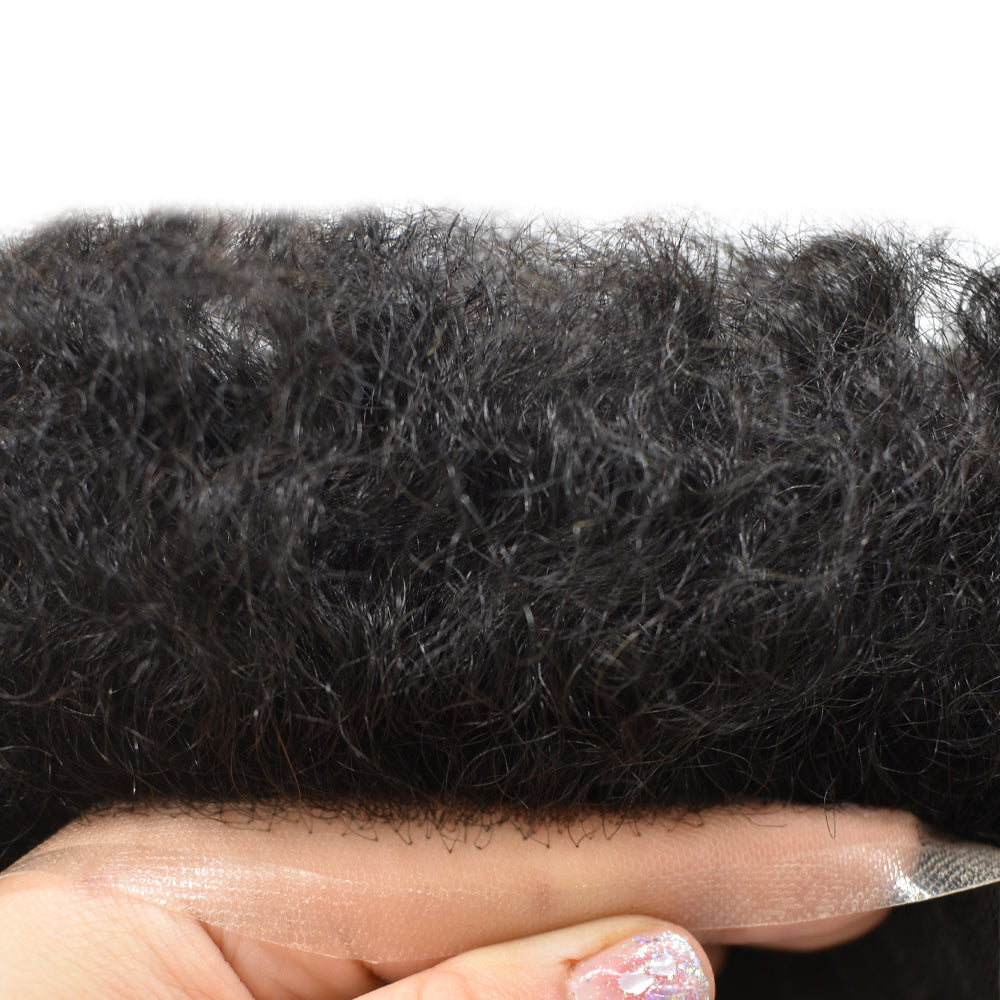 Toupeeunion Afro Hair Unit For Black Men Human Hair Afro Lace Toupee Breathable Mens Hair SYstem Natural Hairline