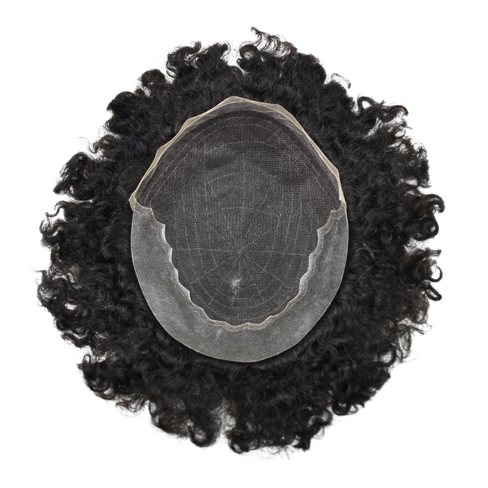 Toupeeunion Afro Hair Unit For Black Men Human Hair Afro Lace Toupee Breathable Mens Hair SYstem Natural Hairline