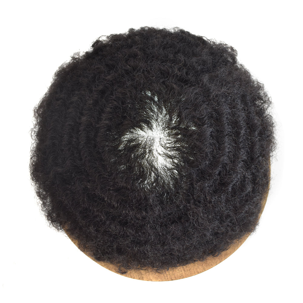 Toupeeunion Afro Hair Unit For Men Real Human Hair Ultra Thin Skin Toupee For Black Men Natural Hairline Mens Hair Piece