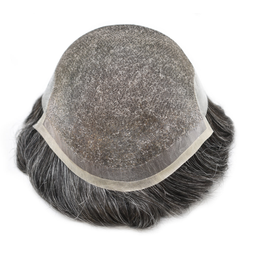 Toupeeunion Remy Human Hair Swiss Super Welded Lace Toupee Breathable Hair Replacement System Bleached Knots Natural Hairline Mens Hairpiece